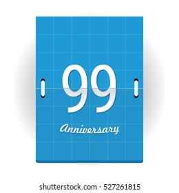 99 Years Anniversary Logo Designed like Flip Calendar
