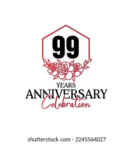 99 years anniversary logo, luxurious anniversary vector design celebration 