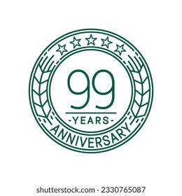 99 years anniversary logo template. 99th line art vector and illustration.