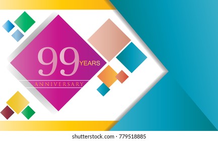 99 years anniversary logo, vector design birthday celebration with colorful geometric background