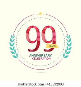 99 Years Anniversary with Low Poly Design and Laurel Ornaments