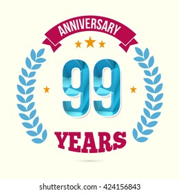99 Years Anniversary with Low Poly Design and Laurel Ornaments