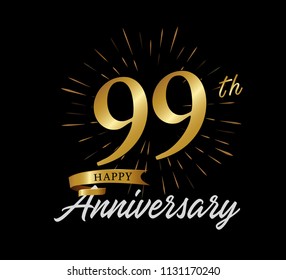 99 Years Gold Anniversary Celebration Simple Stock Vector (Royalty Free ...