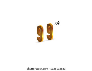 99 Years golden Anniversary  with isometric design number isolated on white background