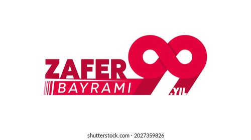 99 Years logo. 99 years red vector illustration August 30, 1922-2021 Victory Day. Translate: 99th Victory Day