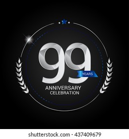 99 Years Silver anniversary logo, low poly design number
