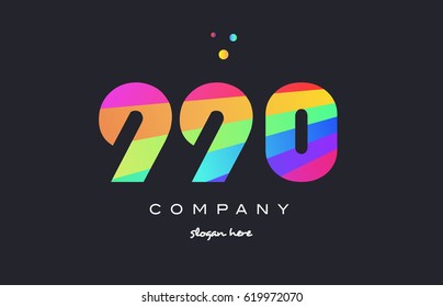 990 creative color green orange blue magenta pink number digit company logo vector icon spectrum