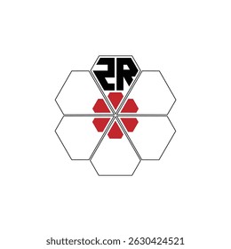 994 diamond shape alphabet letter pentagon geometric educational learning flower logo Z R