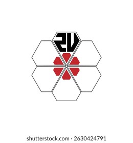 997 diamond shape alphabet letter pentagon geometric educational learning flower logo Z U