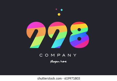 998 creative color green orange blue magenta pink number digit company logo vector icon spectrum