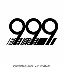 999 number logo design with bar code.