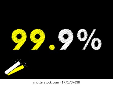 99.9 percent writing text on black chalkboard. 
vector illustration.