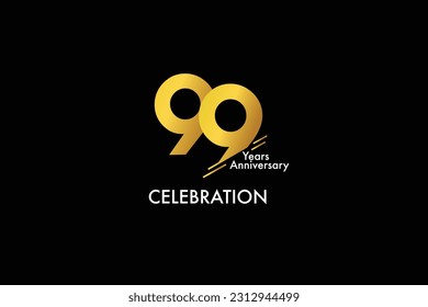 99th, 99 years, 99 year anniversary gold color on black background abstract style logotype. anniversary with gold color isolated on black background, vector design for celebration vector