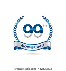 99th anniversary blue and silver colored with wreath and ribbon