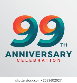 99th anniversary celebration vector template.	