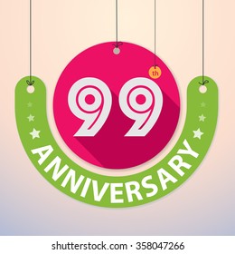 99th Anniversary - Colorful Badge, Paper cut-out