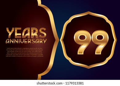 99th Anniversary gold numbers. background for anniversary