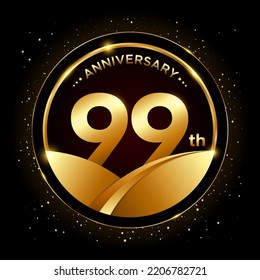 99th anniversary, Golden anniversary template design. Logo vector illustration