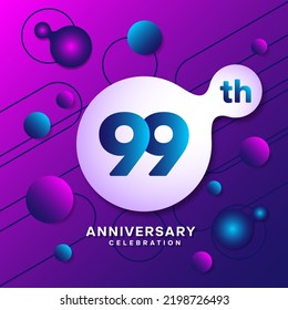 99th Anniversary Logo With Colorful Abstract Background, Template Design For Invitation Card And Poster Your Birthday Celebration. Vector Eps 10