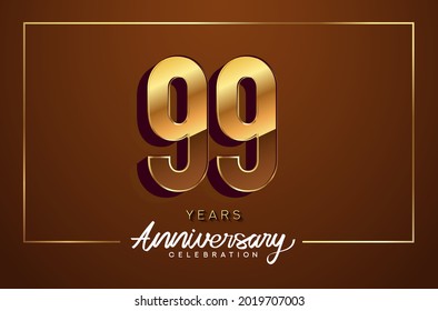 99th anniversary logo golden colored isolated on elegant background. Vector anniversary for celebration.