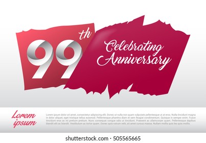 99th anniversary logo with red abstract backgrond. design template
