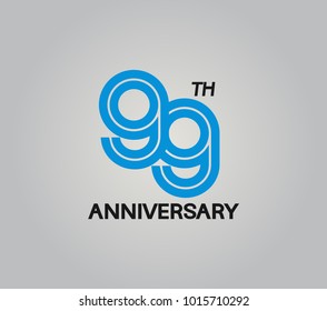 99th anniversary logotype with multiple line style blue color isolated on white background for celebration