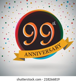 99th Anniversary poster / template design in retro style - Vector Background
