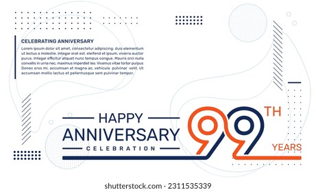 99º aniversario diseño de plantilla con fondo abstracto, plantilla vectorial