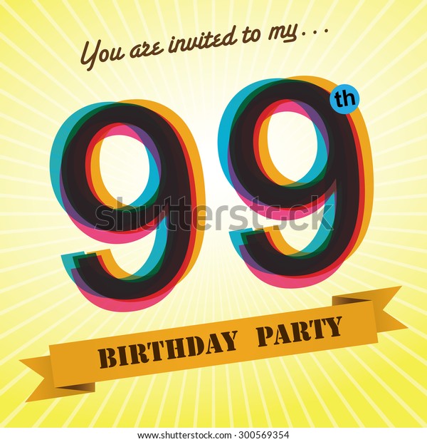 99th Birthday Party Invite Template Design Stock Vector (Royalty Free