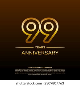 99. Jubiläumsvorlage in goldener Farbe. Vektorgrafik