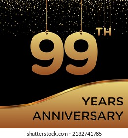 99th years anniversary, vector design for anniversary celebration with gold color on black background, simple and luxury design. logo vector template