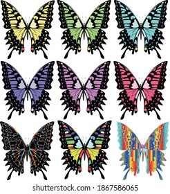 9-color 　Japanese　swallowtail butterfly　set