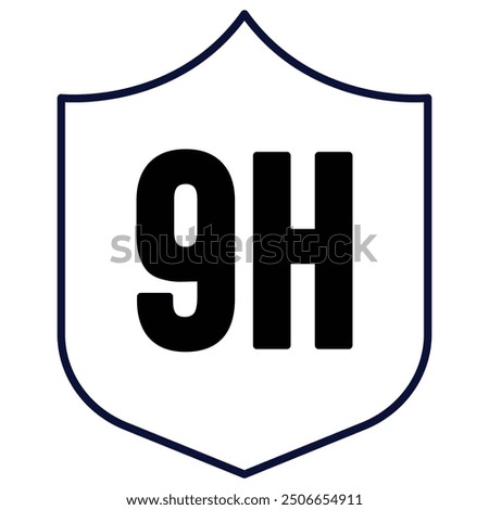 9H Durability Icon Design. Represents High Hardness, 9H Hardness, Extreme Durability, Scratch Resistance. Vector icon.