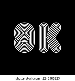 9K handgefertigter Text, Vektorgrafik schwarz-weiß