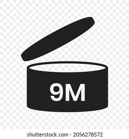 9m period after open pao icon sign flat style design vector illustration isolated on transparent background. 9 month pao expiration period for cosmetic packaging line art symbol.