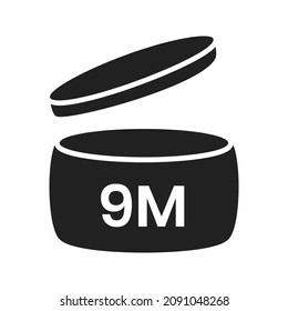 9m period after open pao icon sign flat style design vector illustration isolated on white background. Nine month pao expiration period for cosmetic packaging line art symbol.