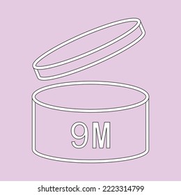 9m period after opening pao icon sign flat style design vector illustration isolated white background. 9 month day expiration period for cosmetic packaging line art symbol.
