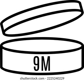 9M Period after opening, PAO symbol for cosmetics packaging.