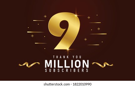 9M subscribers celebration background design. 9Million subscribers