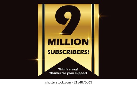 9M subscribers celebration background design. 9 million subscribe