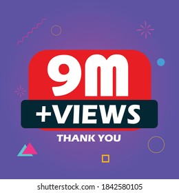9M views celebration background design. 9 Million views