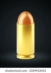 bala de 9 mm sobre fondo negro. Vector EPS10
