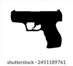 9mm gun silhouette vector on white background