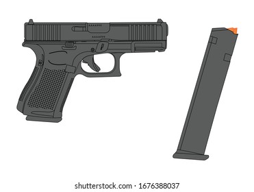 9mm Pistol vector on isolated background