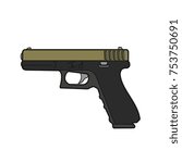 9mm semi-automatic pistol. Modern firearm vector illustration. Popular handgun