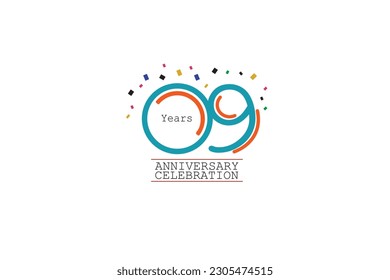 9th, 9 years, 9 year anniversary 2 colors blue and orange on white background abstract style logotype, vector design for celebration vector