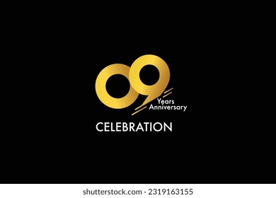 9th, 9 years, 9 year anniversary gold color on black background abstract style logotype. anniversary with gold color isolated on black background, vector design for celebration vector