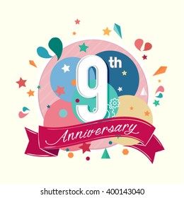 9th anniversary with abstract background