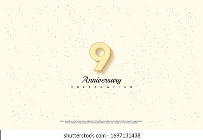 9th anniversary background with an illustration of the orange numbers in front of a white background and the writing below.