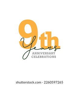 9th anniversary celebration logo design. Vector Eps10
